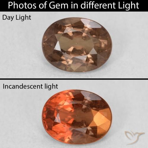 0.82ct 자연스러운 미디엄 라이트 브라운 색상 변경 가넷, 타원형, VS