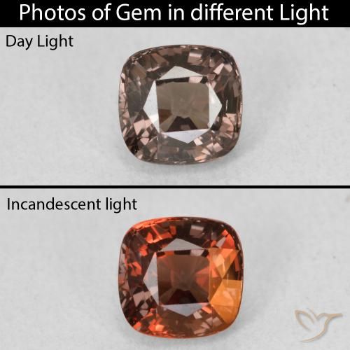 1.03ct 자연스러운 미디엄 라이트 브라운 색상 변경 가넷, 방석, VVS