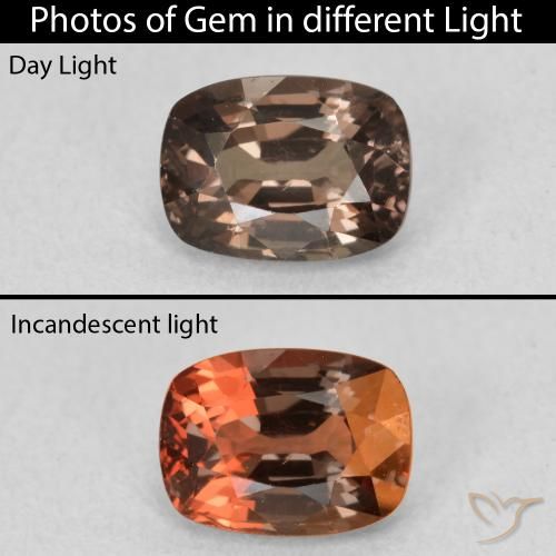 1.17ct 자연스러운 미디엄 라이트 브라운 색상 변경 가넷, 방석, VVS