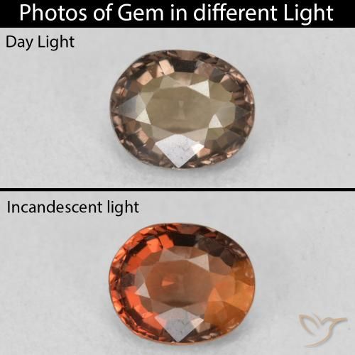 1.03ct 자연스러운 웜 브라운 색상 변경 가넷, 타원형, VVS