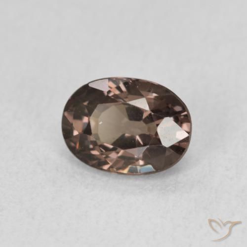 1.28캐럿 천연 미디엄 라이트 브라운 컬러체인지 가넷, 타원형 컷, 7.1×5.2 mm, VVS