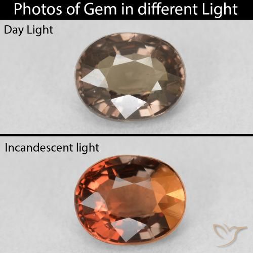 1.15ct 자연스러운 웜 브라운 색상 변경 가넷, 타원형, VVS