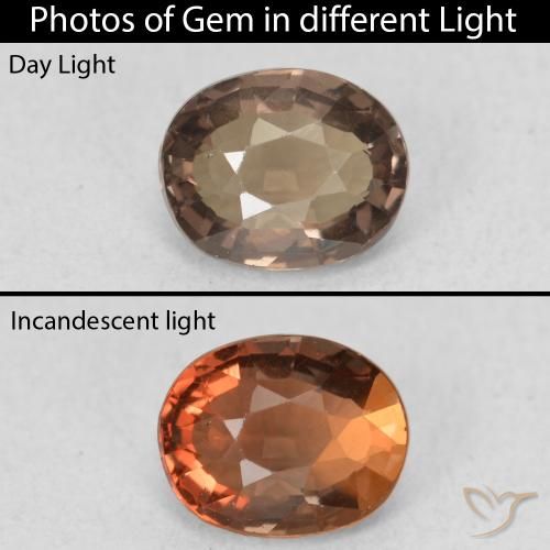 1.03ct 자연스러운 미디엄 브라운 색상 변경 가넷, 타원형, VVS