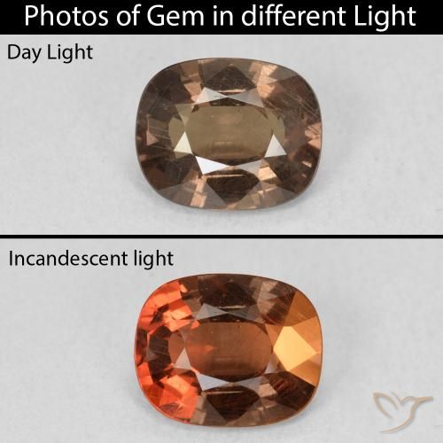 1.62ct 자연스러운 진저브라운 색상 변경 가넷, 방석, VS