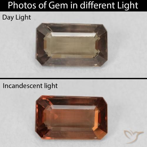 1.02ct 자연스러운 Medium Dark-Brown 색상 변경 가넷, 에메랄드 컷, VS