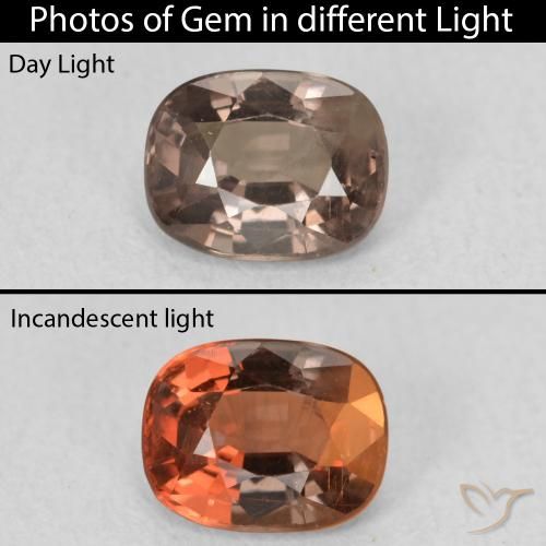 1.13ct 자연스러운 미디엄 라이트 브라운 색상 변경 가넷, 방석, VS