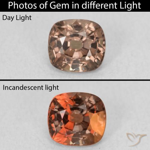 0.95ct 자연스러운 미디엄 브라운 색상 변경 가넷, 방석, VS