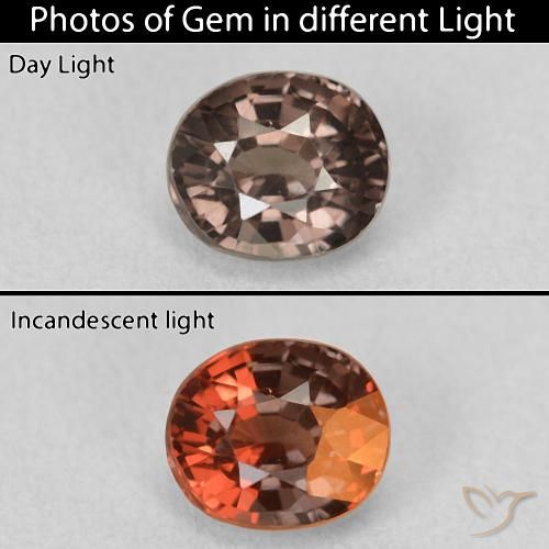 1.20ct 자연스러운 미디엄 브라운 색상 변경 가넷, 타원형, VVS