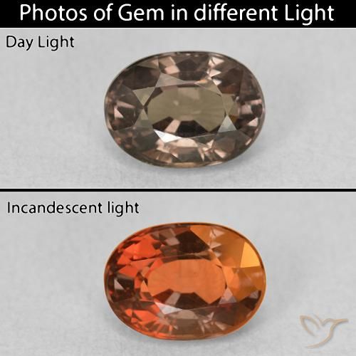 1.04ct 자연스러운 히코리 브라운 색상 변경 가넷, 타원형, VVS