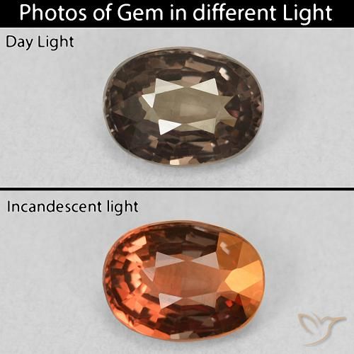 0.96ct 자연스러운 피칸 브라운 색상 변경 가넷, 타원형, VVS
