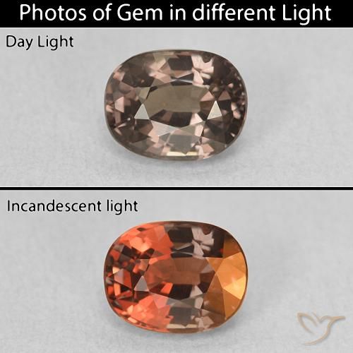 1.03ct 자연스러운 미디엄 라이트 브라운 색상 변경 가넷, 방석, VVS-VS