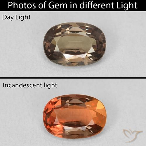1.07ct 자연스러운 미디엄 라이트 브라운 색상 변경 가넷, 타원형, VVS-VS