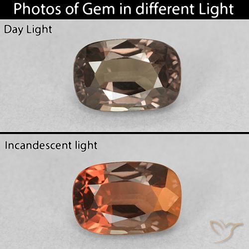 0.97ct 자연스러운 미디엄 라이트 브라운 색상 변경 가넷, 방석, VVS