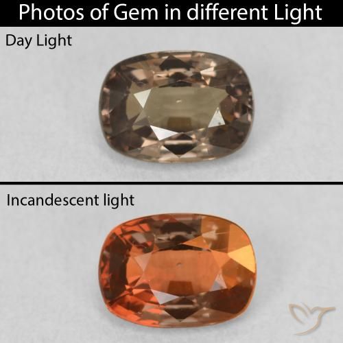 0.97ct 자연스러운 미디엄 라이트 브라운 색상 변경 가넷, 방석, VS