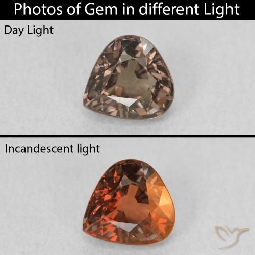 1.00ct 자연스러운 미디엄 라이트 브라운 색상 변경 가넷, 배 모양, VS