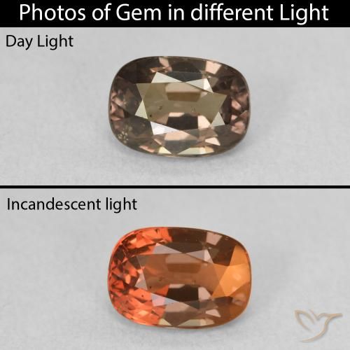 1.52ct 자연스러운 미디엄 라이트 브라운 색상 변경 가넷, 방석, VS