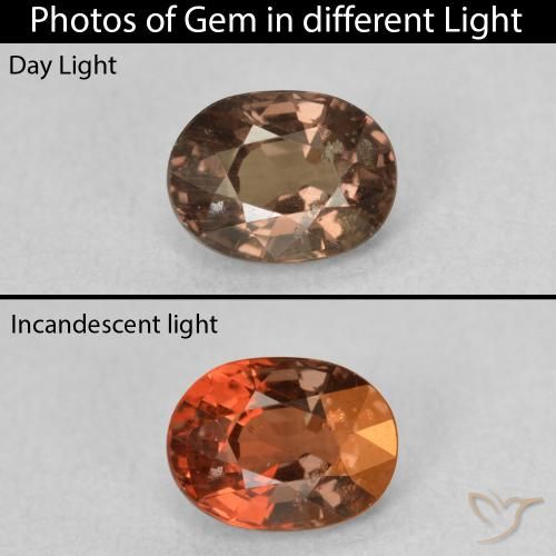 1.00ct 자연스러운 미디엄 라이트 브라운 색상 변경 가넷, 타원형, VS