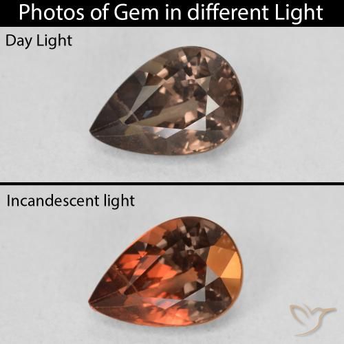 1.27ct 자연스러운 어두운 갈색 색상 변경 가넷, 배 모양, VS
