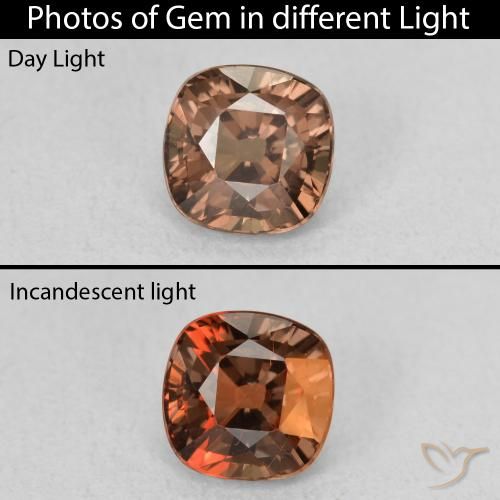 1.28ct 자연스러운 어두운 갈색 색상 변경 가넷, 방석, VS