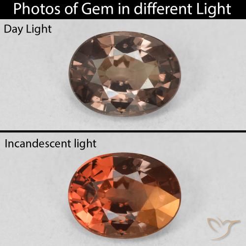 1.21ct 자연스러운 어두운 갈색 색상 변경 가넷, 타원형, VVS-VS