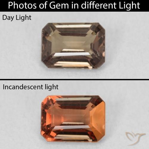1.08ct 자연스러운 어두운 갈색 색상 변경 가넷, 에메랄드 컷, VVS-VS