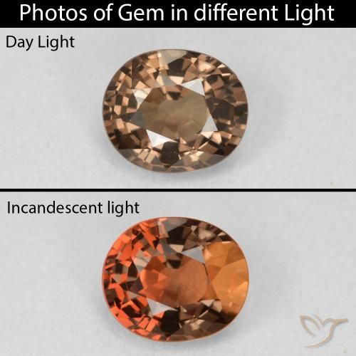 1.08ct 자연스러운 어두운 갈색 색상 변경 가넷, 타원형, VVS-VS