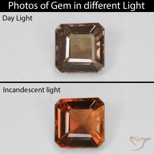 1.32ct 자연스러운 어두운 갈색 색상 변경 가넷, 에메랄드 컷, VS