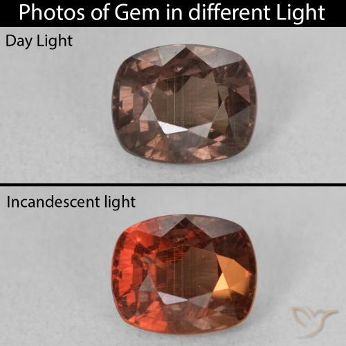 1.90ct 자연스러운 미디엄 라이트 브라운 색상 변경 가넷, 방석, VS
