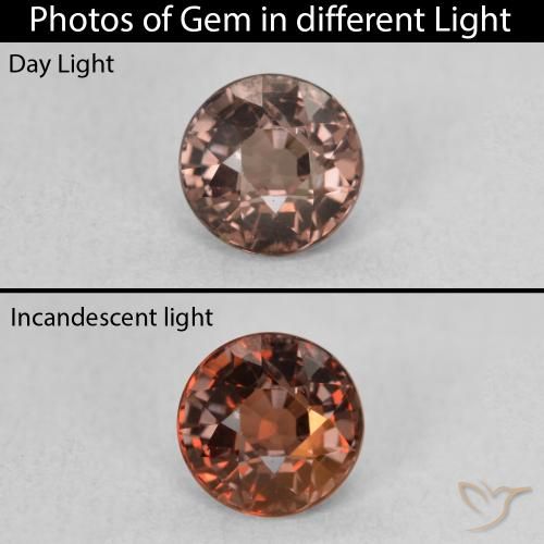 1.15ct 자연스러운 미디엄 라이트 브라운 색상 변경 가넷, 둥근, VS