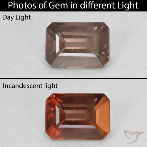 1.70ct 자연스러운 미디엄 라이트 브라운 색상 변경 가넷, 에메랄드 컷, VS