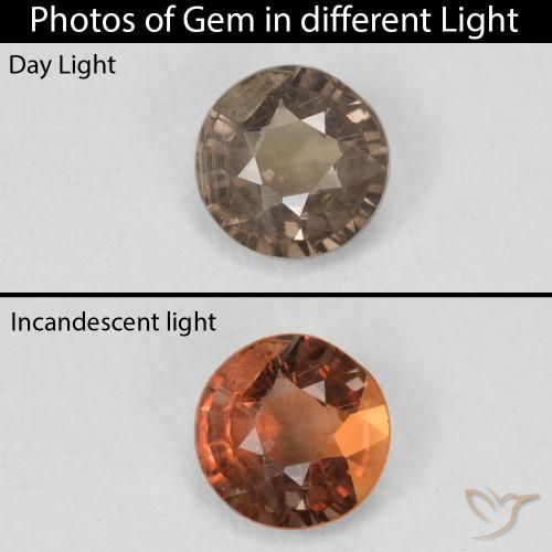 0.79ct 자연스러운 웜 브라운 색상 변경 가넷, 둥근, VS