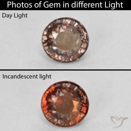 1.11ct 자연스러운 어두운 갈색 색상 변경 가넷, 둥근, VS