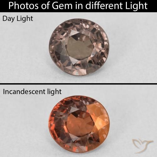 0.99ct 자연스러운 피칸 브라운 색상 변경 가넷, 둥근, VS