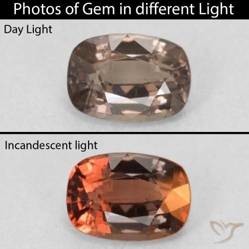 1.04ct 자연스러운 미디엄 라이트 브라운 색상 변경 가넷, 방석, VS