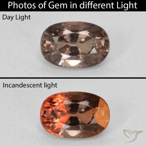 1.24ct 자연스러운 미디엄 라이트 브라운 색상 변경 가넷, 방석, VS
