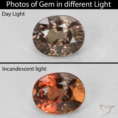 1.05ct 자연스러운 어두운 갈색 색상 변경 가넷, 타원형, VVS