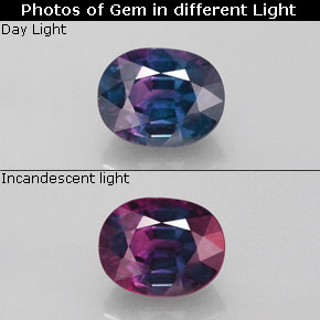 1.52캐럿 천연 멀티컬러 컬러체인지 사파이어, 타원형 컷, 7.3×5.8 mm, VS
