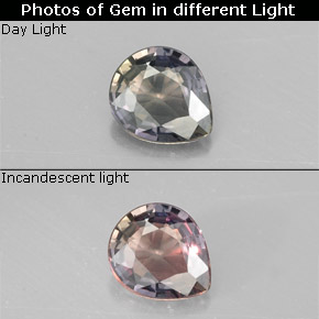 0.61캐럿 천연 다색 색상 변경 사파이어, 배 모양, VS