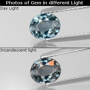 0.71캐럿 천연 멀티컬러 컬러체인지 사파이어, 타원형 컷, 5.8×4.8 mm, VS