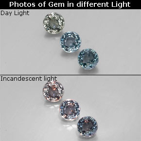 캐럿 천연 다색 컬러체인지 사파이어 보석, 라운드 컷, VVS-VS