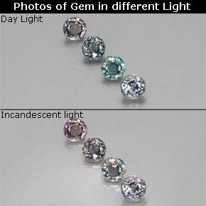 캐럿 천연 멀티컬러 컬러체인지 사파이어 보석, 라운드 컷, 4.90 mm, VS