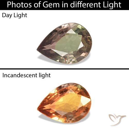 0.22캐럿 천연 미디엄 라이트 브라운 색상 변경 사파이어, 배 모양, VVS