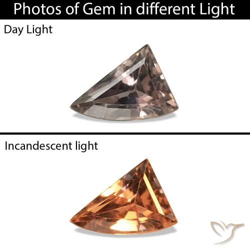 0.19캐럿 천연 미디엄 라이트 브라운 색상 변경 사파이어, 멋진 모양, VVS