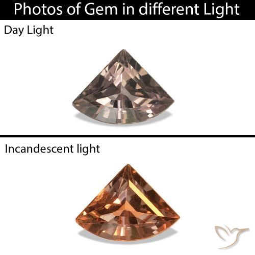 0.21캐럿 천연 미디엄 라이트 브라운 색상 변경 사파이어, 멋진 모양, VVS