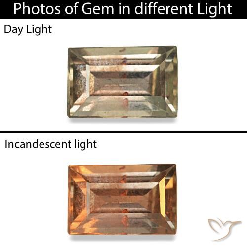 0.24ct 연노랑 색상 변경 사파이어, 바게트, VVS-VS