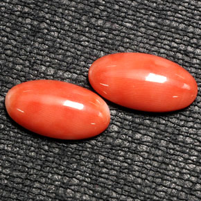 캐럿 천연 살몬 산호 보석, 타원형 컷, 13.6×7.2 mm, 불투명체