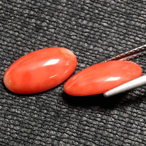 캐럿 천연 살몬 산호 보석, 타원형 컷, 13.6×7.2 mm, 불투명체