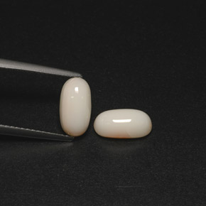 캐럿 천연 살몬 화이트 산호 보석, 타원형 컷, 9.5×4.9 mm, 불투명체