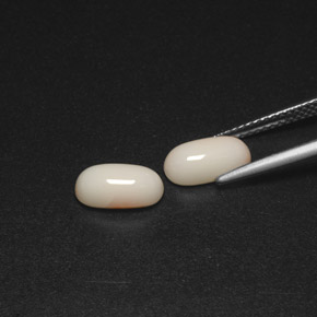 캐럿 천연 살몬 화이트 산호 보석, 타원형 컷, 9.5×4.9 mm, 불투명체