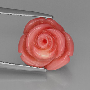 10.17캐럿 천연 살몬 산호, 멋진 모양, 14.8×13.8 mm, 불투명체